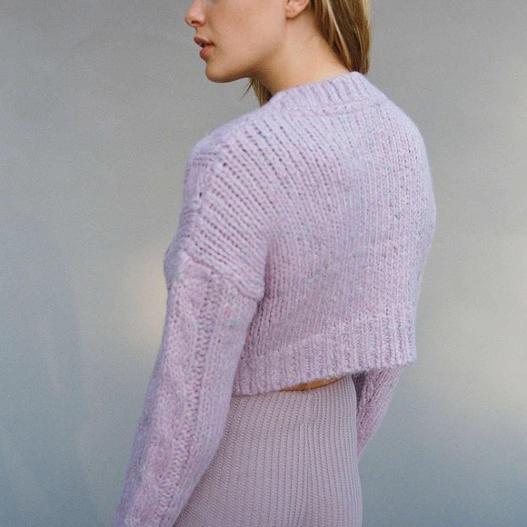 UO Cameron Cable Knit Cardigan crop fall winter sweater - Picture 2 of 6